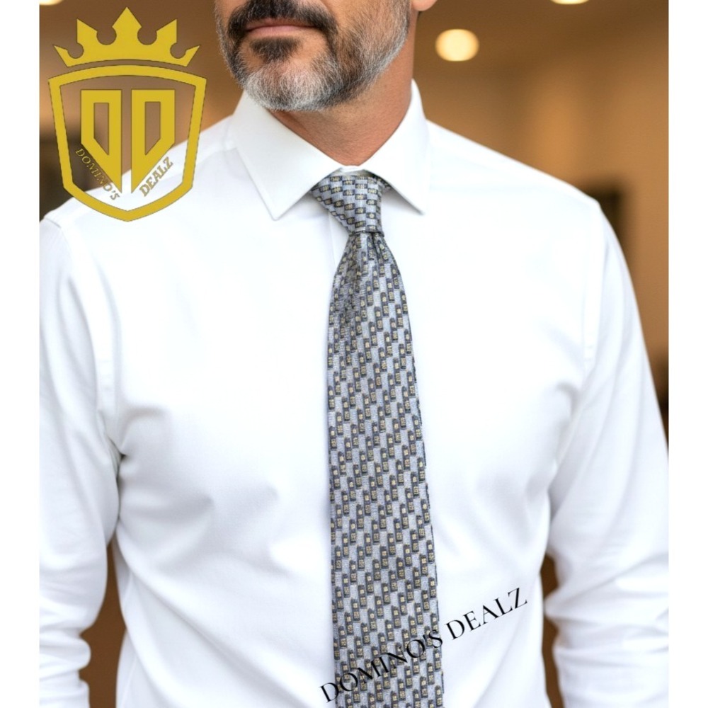 Ermenegildo Zegna Mens Silk Necktie Pale Blue Cell Phone Pattern Made Italy